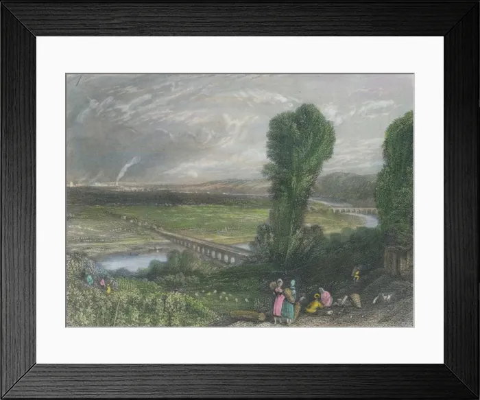Framed Print : Bridges of St. Cloud and Sevres, c1835. Creator: J Radclyffe