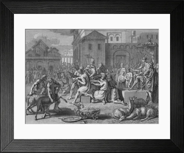 Framed Print : Sacrifice d un Agneau noir, le jour de la grande Fete du Soleil, 1723. Creator: Bernard Picart Framed Print : Sacrifice d un Agneau noir, le jour de la grande Fete du Soleil, 1723. Creator: Bernard Picart