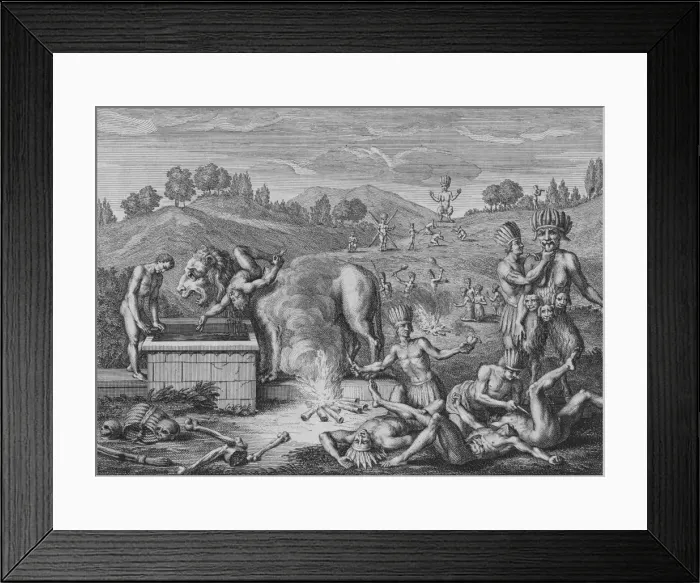 Framed Print : Idoles de Tabasco, 1723. Creator: Bernard Picart Framed Print : Idoles de Tabasco, 1723. Creator: Bernard Picart