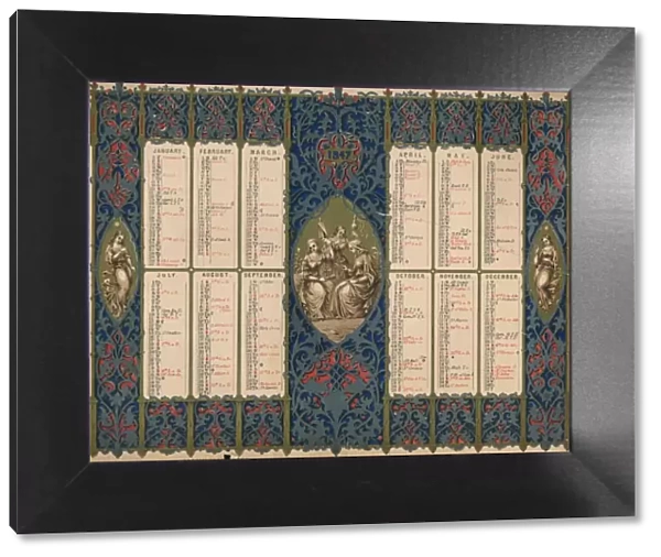 Calendar with saints days and royal birthdays, 1847. Creator: M & N Hanhart