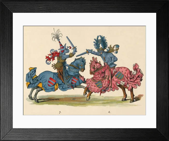 Framed Print : Knights in battle, 1899. Creator: Adam Gatternicht Framed Print : Knights in battle, 1899. Creator: Adam Gatternicht