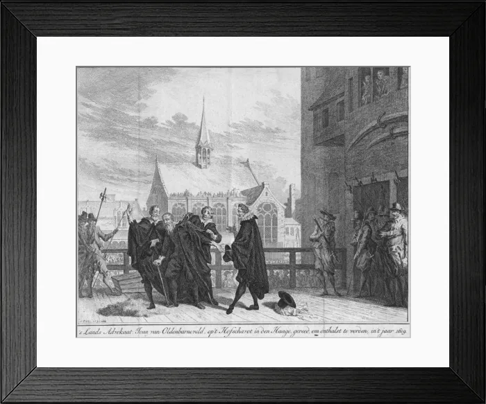 Framed Print : The execution of Johan van Oldenbarneveldt, 1619, (1754). Creator: Isaak Tirion Framed Print : The execution of Johan van Oldenbarneveldt, 1619, (1754). Creator: Isaak Tirion
