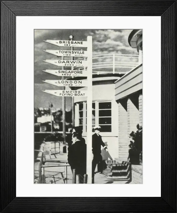 Framed Print : Signpost at Rose Bay, Sydney, Australia, c1939-c1944 (1946). Creator: Unknown Framed Print : Signpost at Rose Bay, Sydney, Australia, c1939-c1944 (1946). Creator: Unknown