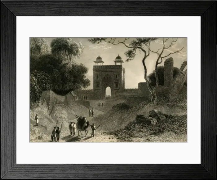Framed Print : The Agra Gate, Chauter Serai, 1835. Creator: William Daniell Framed Print : The Agra Gate, Chauter Serai, 1835. Creator: William Daniell
