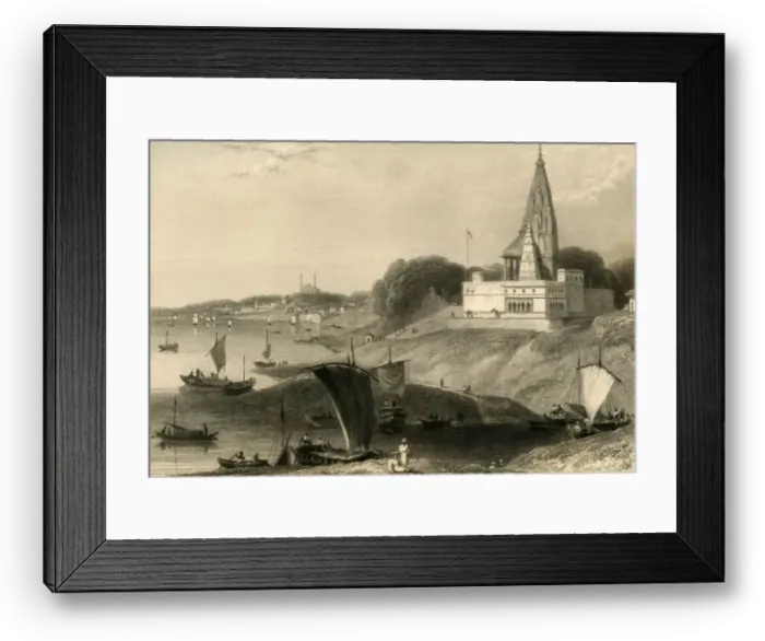 Framed Print : The Bernar Pagoda, Benares, 1835. Creator: William Daniell Framed Print : The Bernar Pagoda, Benares, 1835. Creator: William Daniell