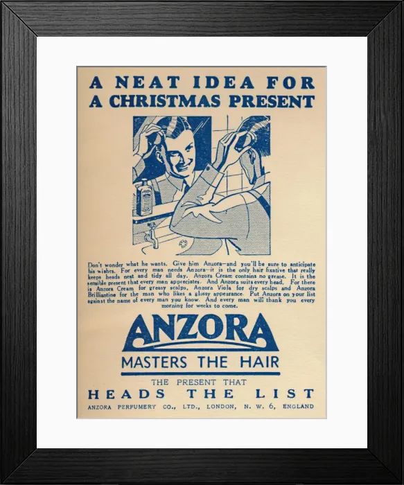 Framed Print : Advertisement for Anzora hair fixative, 1936. Creator: Unknown Framed Print : Advertisement for Anzora hair fixative, 1936. Creator: Unknown