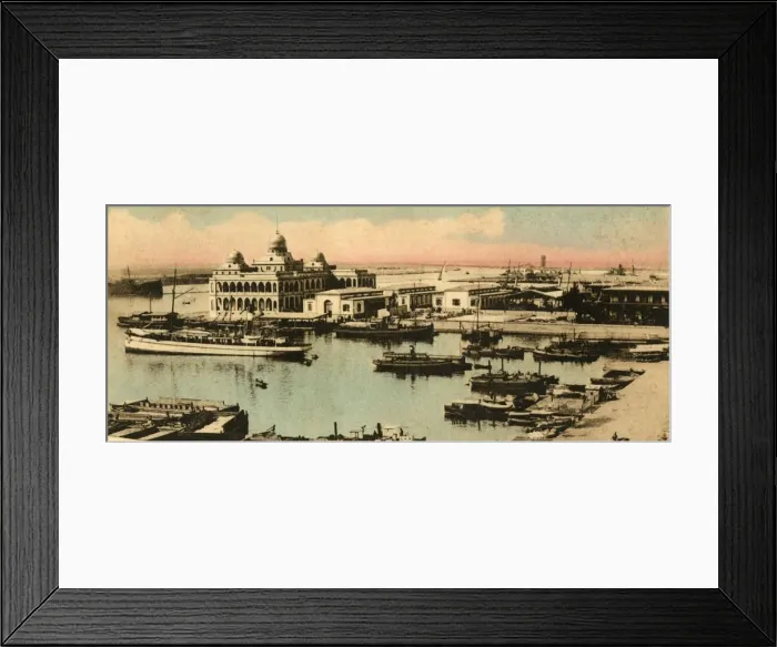 Framed Print : Port Said. - The entrance to the canal and Offices to the Company, c1918-c1939 Framed Print : Port Said. - The entrance to the canal and Offices to the Company, c1918-c1939