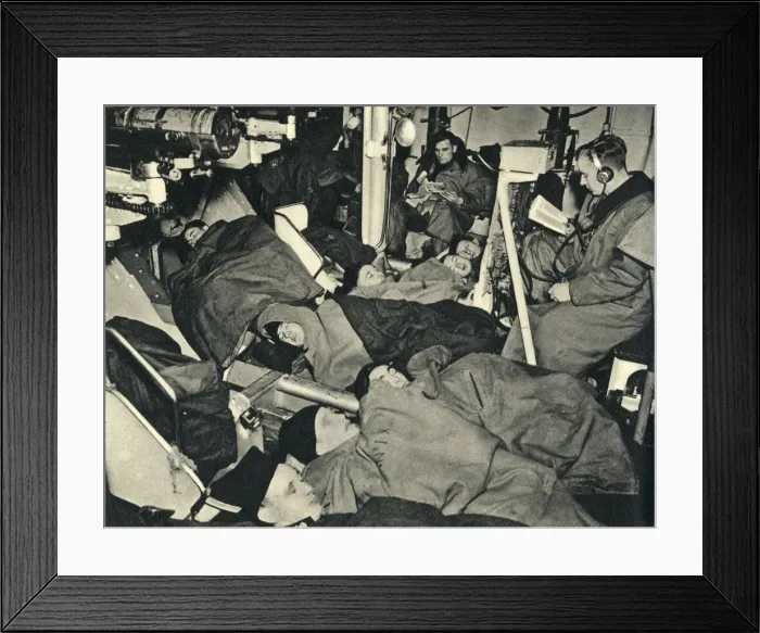 Framed Print : Royal Marines sleeping in the gunhouse of a warship, World War II, c1939-c1943 (1944) Framed Print : Royal Marines sleeping in the gunhouse of a warship, World War II, c1939-c1943 (1944)