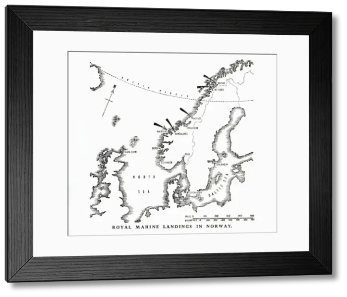 Framed Print : Royal Marine landings in Norway, World War II, 1940 (1944). Creator: Unknown Framed Print : Royal Marine landings in Norway, World War II, 1940 (1944). Creator: Unknown