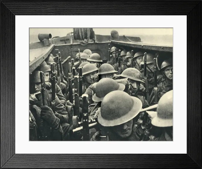Framed Print : Royal Marines on board a landing craft, World War II, c1939-c1943 (1944). Creator: Unknown Framed Print : Royal Marines on board a landing craft, World War II, c1939-c1943 (1944). Creator: Unknown