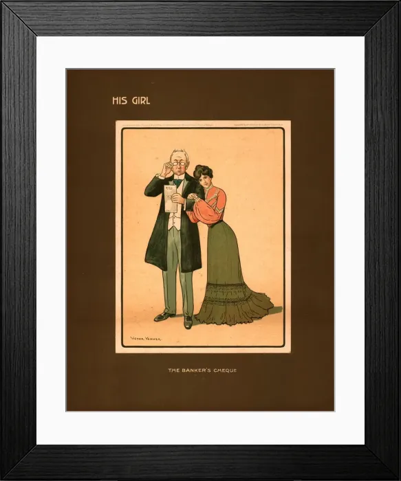 Framed Print : His Girl, The Bankers Cheque. Creator: Victor Venner Framed Print : His Girl, The Bankers Cheque. Creator: Victor Venner
