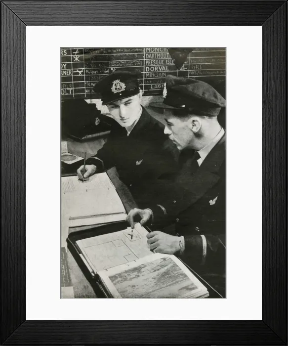 Framed Print : BOAC navigation officers drawing up a flight plan, World War II, c1939-c1944 (1946) Framed Print : BOAC navigation officers drawing up a flight plan, World War II, c1939-c1944 (1946)
