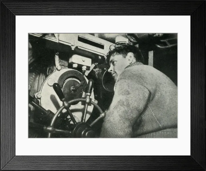 Framed Print : Helmsman of a British submarine, World War II, 1945. Creator: Unknown Framed Print : Helmsman of a British submarine, World War II, 1945. Creator: Unknown