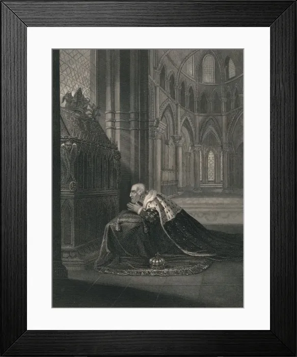 Framed Print : Lewis VII. King of France, Before Beckets Tomb, (mid 19th century). Creator: J Rogers Framed Print : Lewis VII. King of France, Before Beckets Tomb, (mid 19th century). Creator: J Rogers