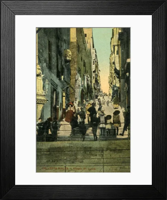 Framed Print : Valetta, Malta - Strada St. Lucia, c1918-c1939. Creator: Unknown Framed Print : Valetta, Malta - Strada St. Lucia, c1918-c1939. Creator: Unknown