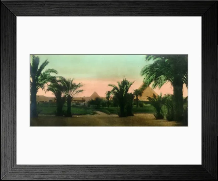 Framed Print : Cairo: Village near the Gizeh Pyramids, c1918-c1939. Creator: Unknown Framed Print : Cairo: Village near the Gizeh Pyramids, c1918-c1939. Creator: Unknown