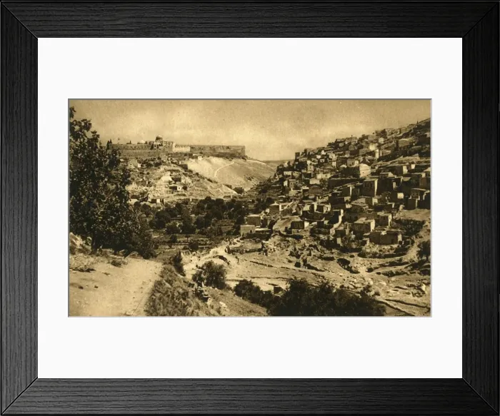 Framed Print : Jerusalem - Valley of Kidron, Siloam and City Wall, c1918-c1939. Creator: Unknown Framed Print : Jerusalem - Valley of Kidron, Siloam and City Wall, c1918-c1939. Creator: Unknown