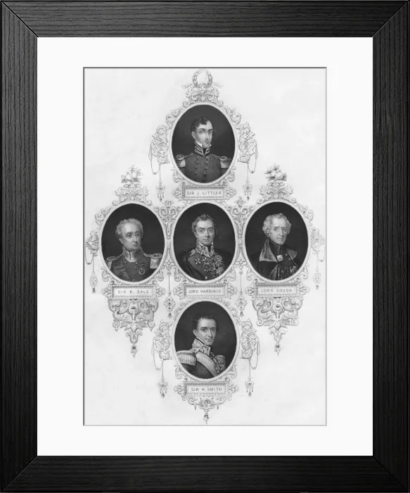 Framed Print : Medallion portraits of British military figures, (mid 19th century). Creator: Unknown Framed Print : Medallion portraits of British military figures, (mid 19th century). Creator: Unknown