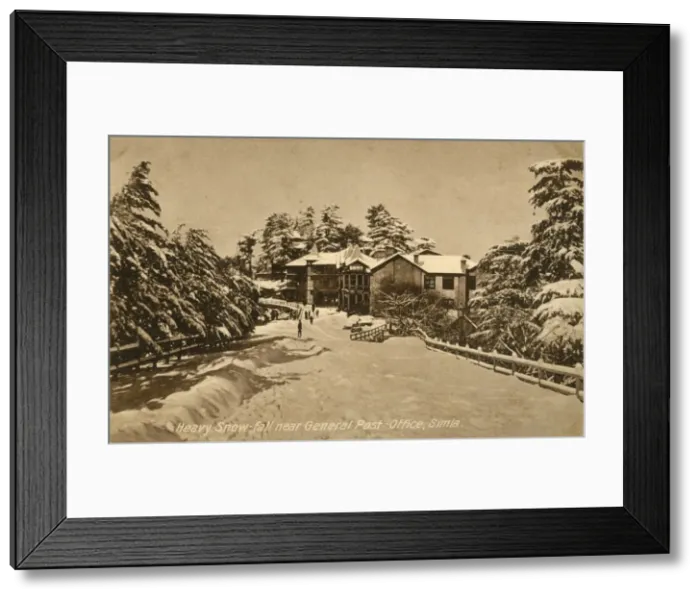 Framed Print : Heavy Snow-fall near General Post-Office, Simla, c1918-c1939. Creator: Unknown