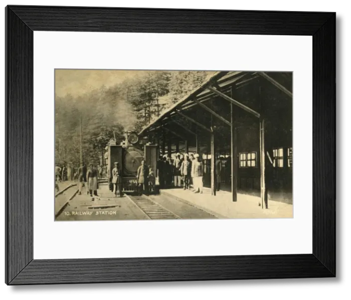 Framed Print : Railway Station, c1918-c1939. Creator: Unknown Framed Print : Railway Station, c1918-c1939. Creator: Unknown
