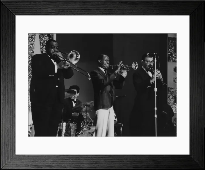 Framed Print : Louis Armstrong and All Stars on stage, Hammersmith Odeon, London, 1968. Creator: Brian Foskett Framed Print : Louis Armstrong and All Stars on stage, Hammersmith Odeon, London, 1968. Creator: Brian Foskett