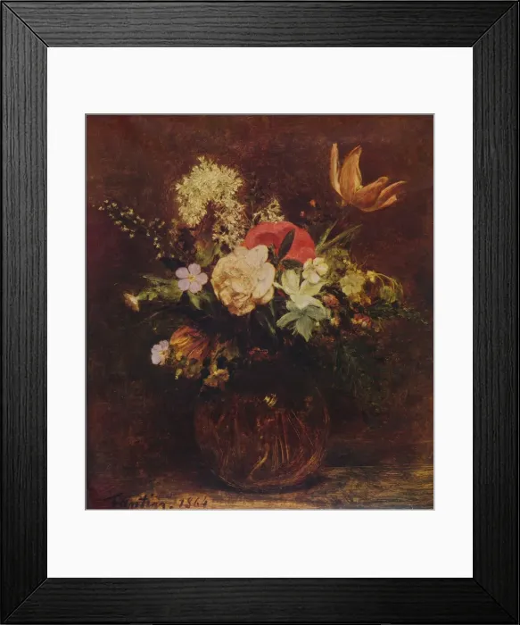 Framed Print : Bowl of Flowers, 1864, (1935). Creator: Henri Fantin-Latour Framed Print : Bowl of Flowers, 1864, (1935). Creator: Henri Fantin-Latour