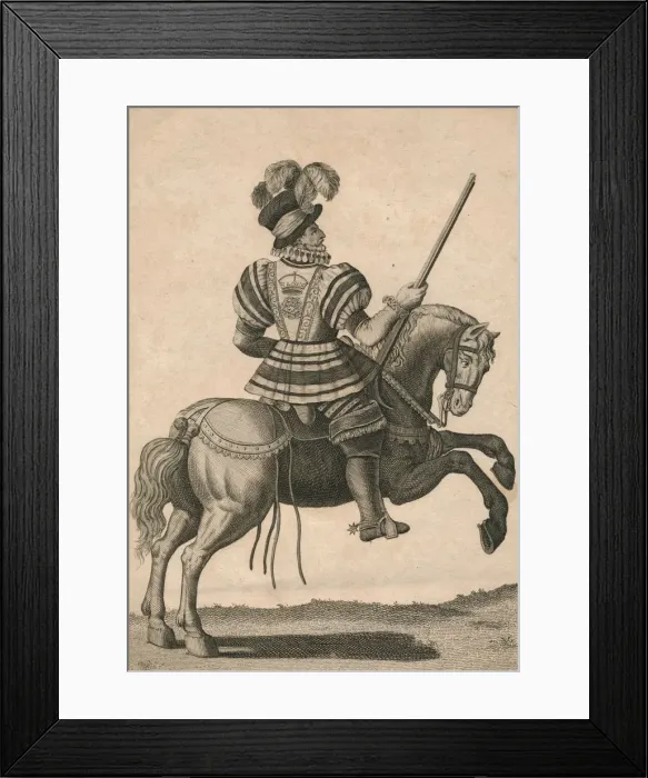 Framed Print : A Yeoman of the Guard, attending Queen Elizabeth on a Progress, c1800. Creator: NC Goodnight Framed Print : A Yeoman of the Guard, attending Queen Elizabeth on a Progress, c1800. Creator: NC Goodnight