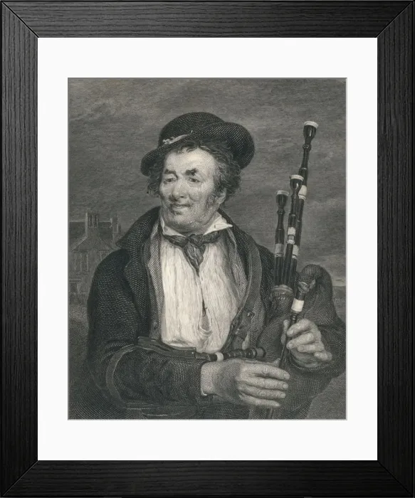 Framed Print : The Bag Piper, from a picture by David Wlkie, R. A. Creator: Augustus Fox