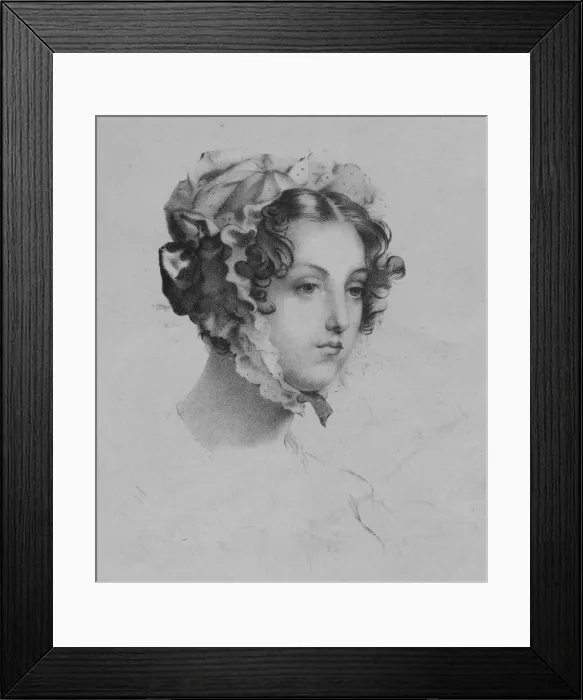 Framed Print : Woman wearing a bonnet, 1820s. Creator: Mademoiselle Formentin Framed Print : Woman wearing a bonnet, 1820s. Creator: Mademoiselle Formentin