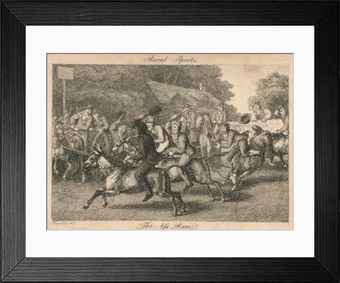 Framed Print : Rural Sports - The Ass Race, 1800. Creator: Unknown Framed Print : Rural Sports - The Ass Race, 1800. Creator: Unknown