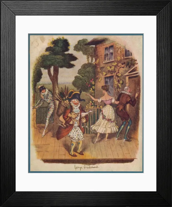 Framed Print : Mr Punch (or Pulcinella) and other commedia dell arte characters, 19th century. Creator: Unknown Framed Print : Mr Punch (or Pulcinella) and other commedia dell arte characters, 19th century. Creator: Unknown
