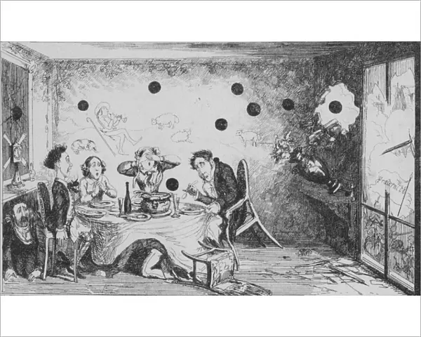 An Interrupted English Dinner Party at Paris, c1849. Creator: George Cruikshank
