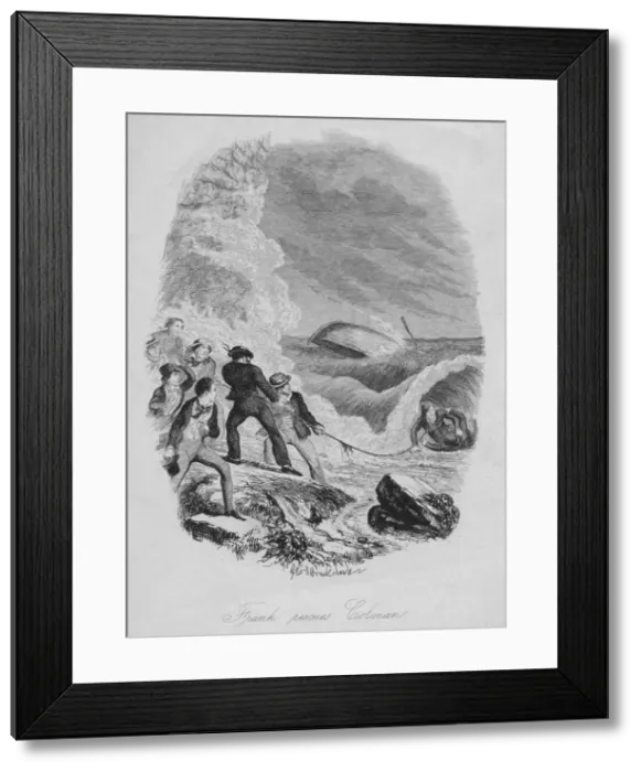 Framed Print : Frank rescues Colman, c1850. Creator: George Cruikshank Framed Print : Frank rescues Colman, c1850. Creator: George Cruikshank