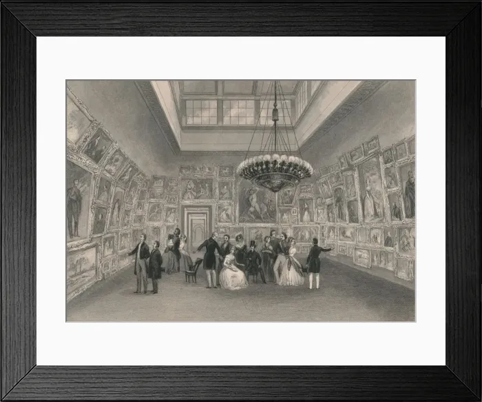 Framed Print : Exhibition of the Royal Academy. - Private View, c1844. Creator: William Radclyffe Framed Print : Exhibition of the Royal Academy. - Private View, c1844. Creator: William Radclyffe