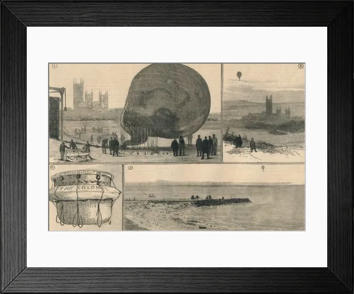 Framed Print : The Attempted Balloon Voyage Across The Channel, 1882. Creator: Unknown Framed Print : The Attempted Balloon Voyage Across The Channel, 1882. Creator: Unknown
