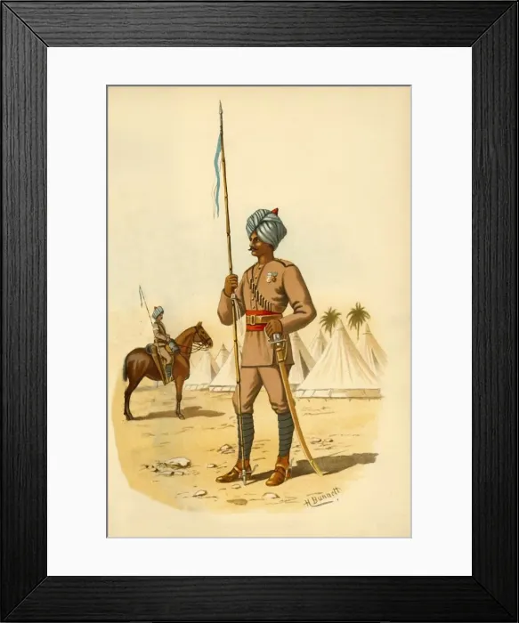 Framed Print : The 13th Bengal Lancers, 1890. Creator: Godfrey Douglas Giles Framed Print : The 13th Bengal Lancers, 1890. Creator: Godfrey Douglas Giles