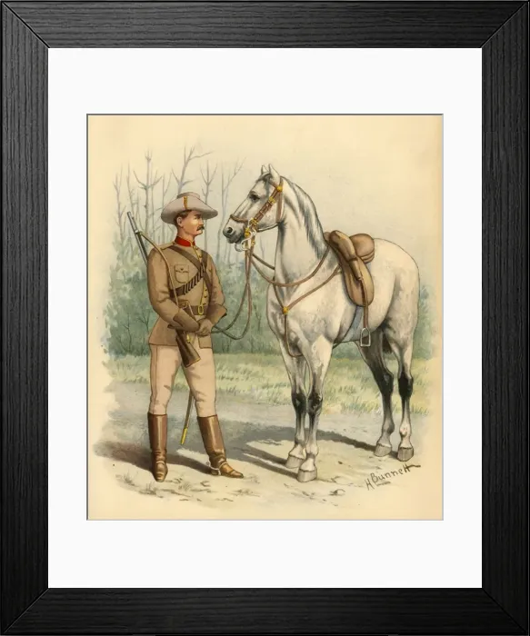 Framed Print : Victorian Mounted Rifles, 1890. Creator: Godfrey Douglas Giles Framed Print : Victorian Mounted Rifles, 1890. Creator: Godfrey Douglas Giles