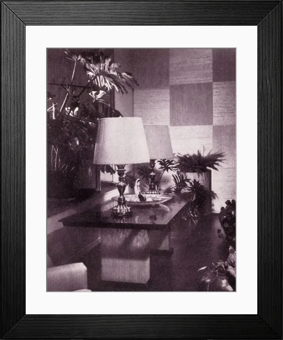 Framed Print : Corner of a large living-room, designed by Paul T. Frankl, 1949. Creator: Unknown Framed Print : Corner of a large living-room, designed by Paul T. Frankl, 1949. Creator: Unknown