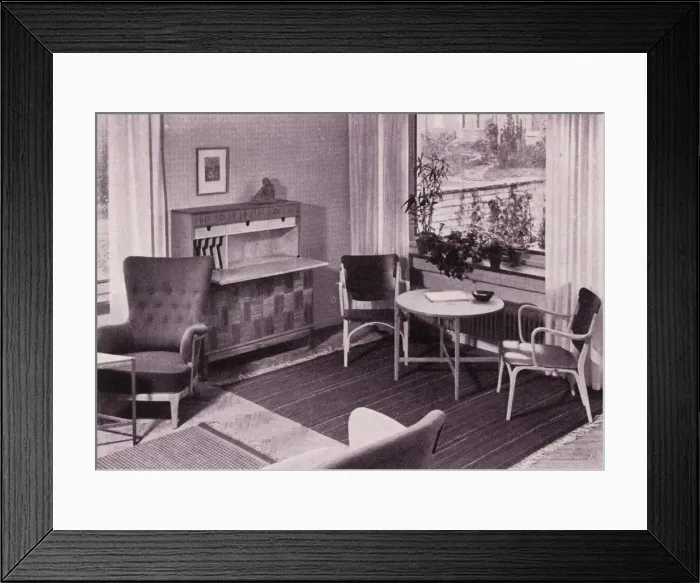 Framed Print : Living-room furniture by Carl-Axel Acking, made by A. B. Svenska Mobelfabrikerna, 1949 Framed Print : Living-room furniture by Carl-Axel Acking, made by A. B. Svenska Mobelfabrikerna, 1949