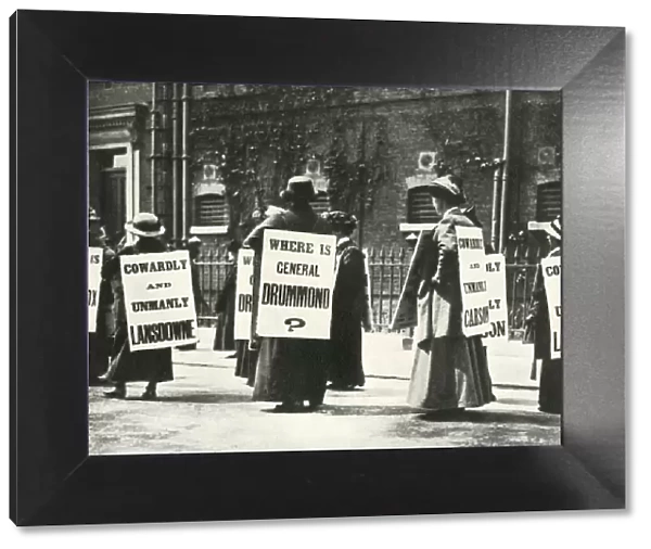 Suffragettes demonstrate outside a prison, London, 1914, (1947). Creator: Unknown