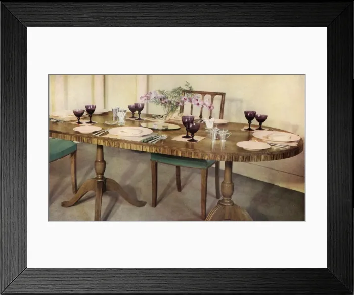 Framed Print : Dinner-table arranged by Harrods Ltd. London, 1937. Creator: Unknown Framed Print : Dinner-table arranged by Harrods Ltd. London, 1937. Creator: Unknown