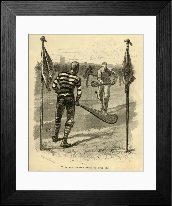 Framed Print : The Goal-Keeper Tries To Stop It. 1881. Creator: Unknown Framed Print : The Goal-Keeper Tries To Stop It. 1881. Creator: Unknown