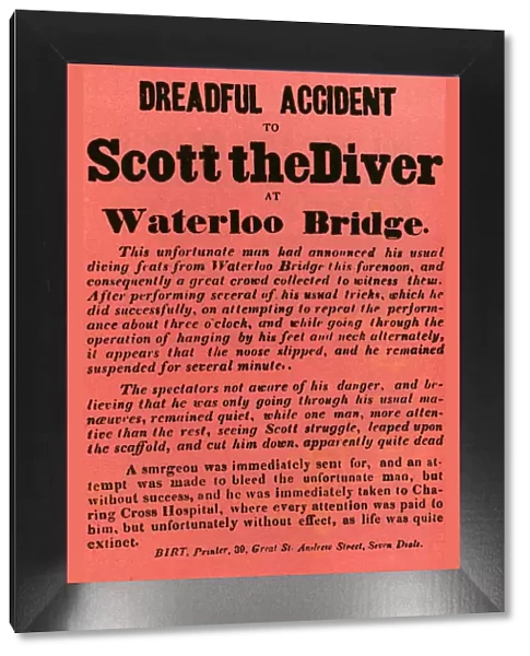 Dreadful Accident to Scott the Diver at Waterloo Bridge, 1841, (1948). Creator: Unknown