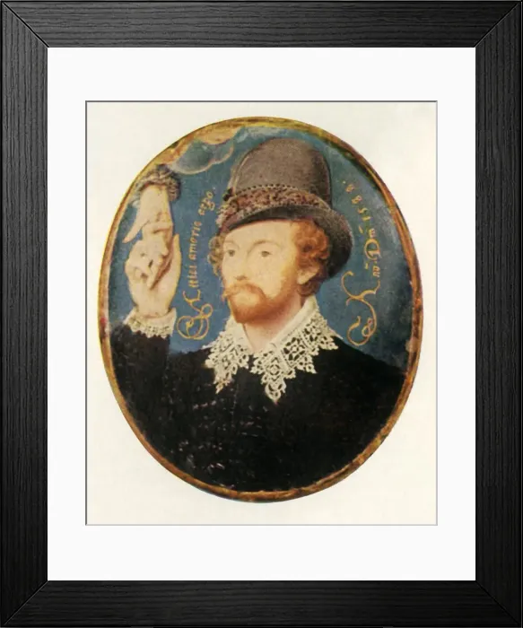 Framed Print : Man Clasping a Hand from a Cloud, 1588, (1947). Creator: Unknown Framed Print : Man Clasping a Hand from a Cloud, 1588, (1947). Creator: Unknown