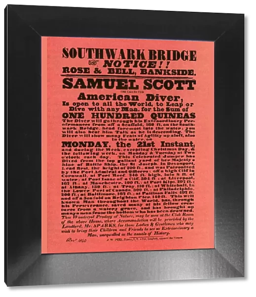 Advertisement for stunt shows by Samuel Scott, 1840, (1948). Creator: Unknown