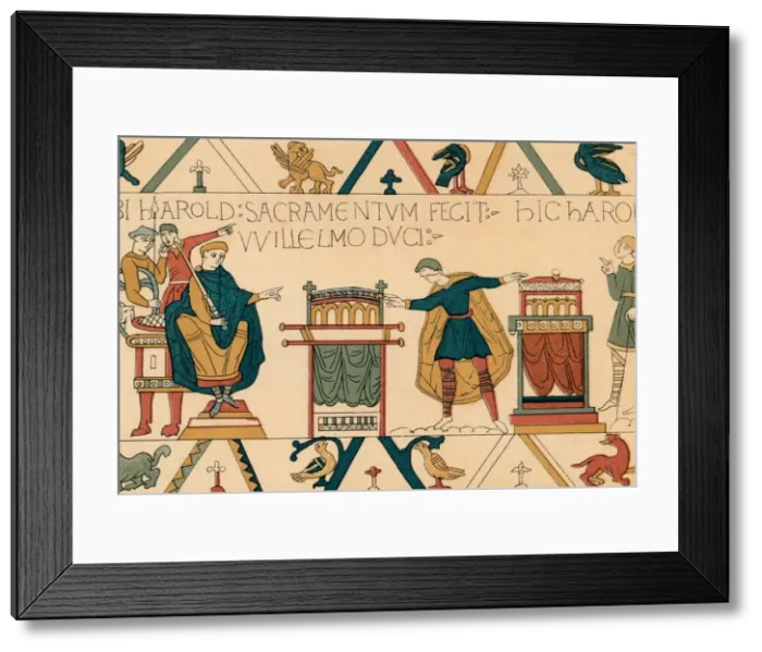 Framed Print : Harolds Oath of Fealty to William of Normandy, (19th century?). Creator: Unknown Framed Print : Harolds Oath of Fealty to William of Normandy, (19th century?). Creator: Unknown