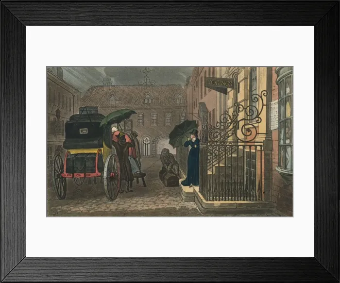 Framed Print : The Departure, 1813. Creators: Joseph Constantine Stadler, Thomas Rowlandson Framed Print : The Departure, 1813. Creators: Joseph Constantine Stadler, Thomas Rowlandson