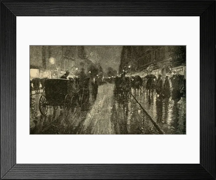 Framed Print : A Rainy Night. - Street lighted by Electricity, 1882. Creator: Unknown Framed Print : A Rainy Night. - Street lighted by Electricity, 1882. Creator: Unknown