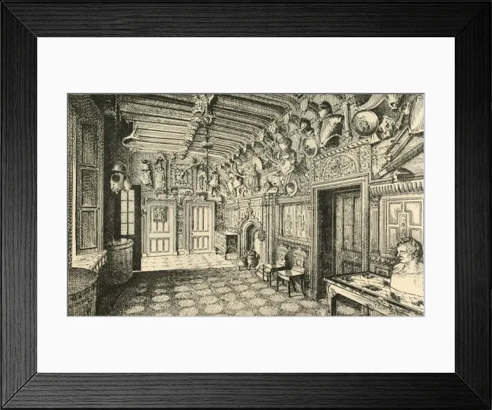Framed Print : The Entrance-Hall. - Along the Wall are Many Suits of Old Armor. 1882 Framed Print : The Entrance-Hall. - Along the Wall are Many Suits of Old Armor. 1882