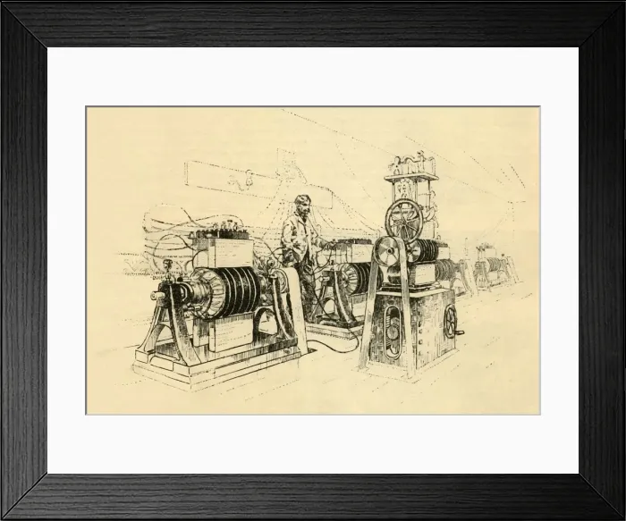 Framed Print : Dynamo-Electric Machines, Worked by Steam, and Producing Magneto-Electricity, 1882